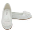 L'Amour Girls White Flower Slip On Dress Shoes Toddler 5-Little Girl 4 - SophiasStyle.com